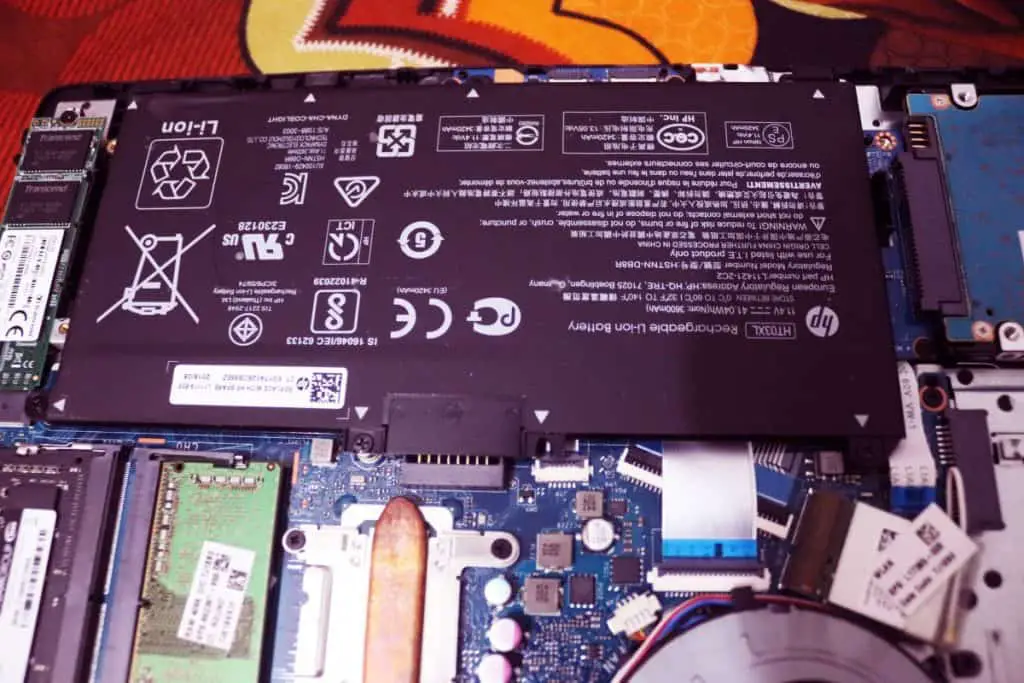 Laptop All Parts when uncover.Laptop Battery,