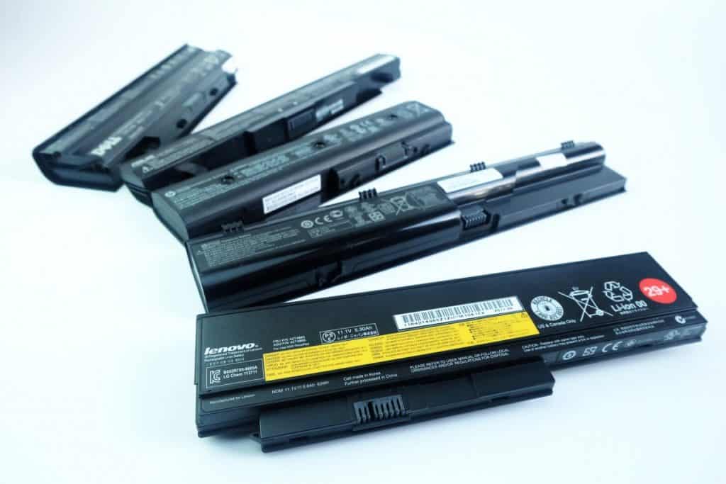 Pile of used Laptop computer Battery