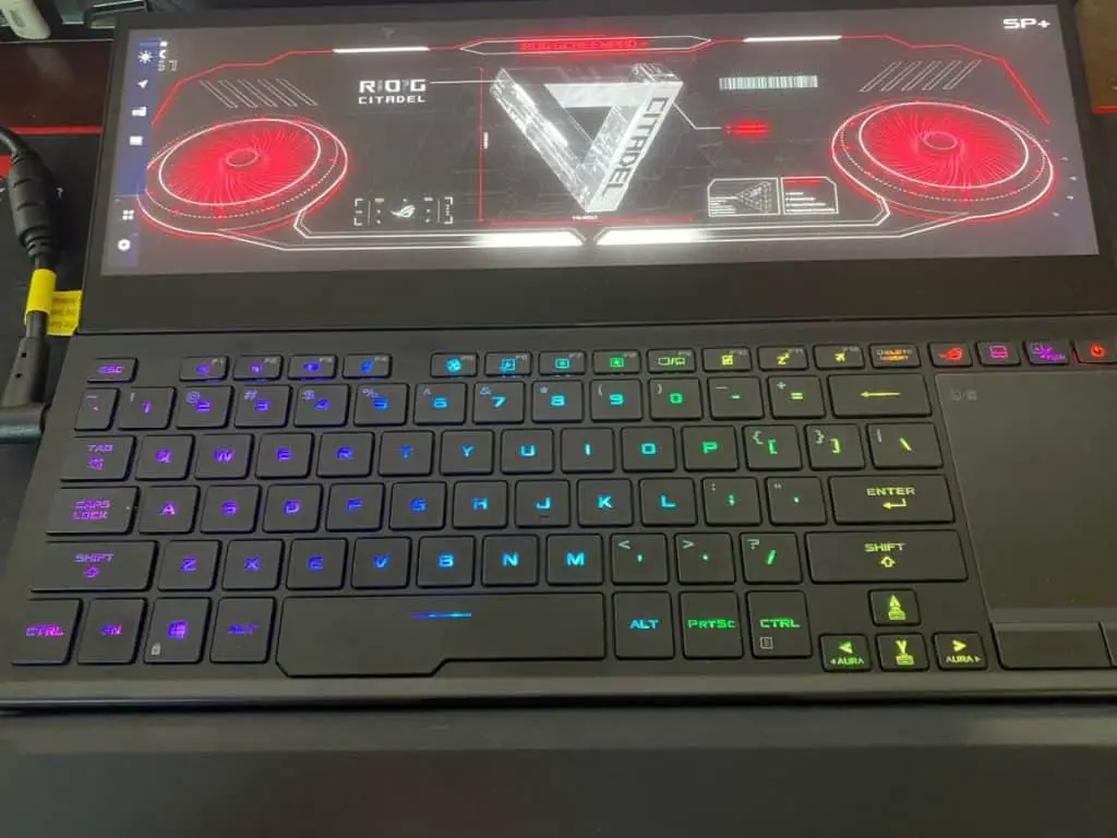 ASUS ROG Zephyrus Duo 15 keyboard up close