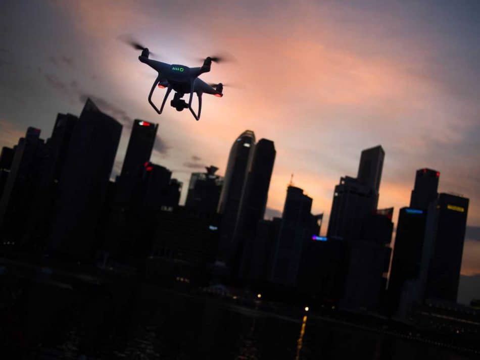 drone with city background