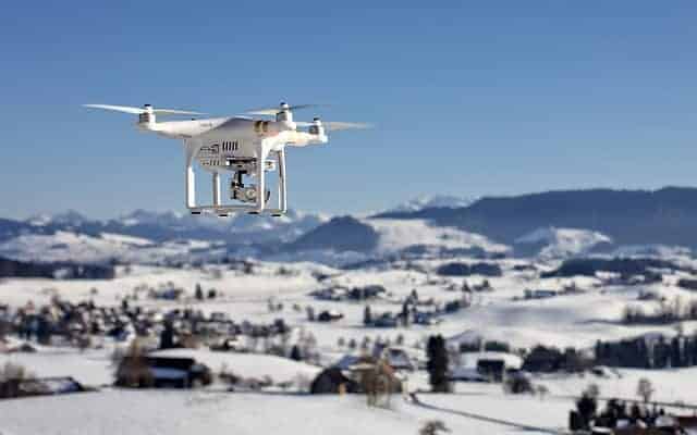 drone flown over snow