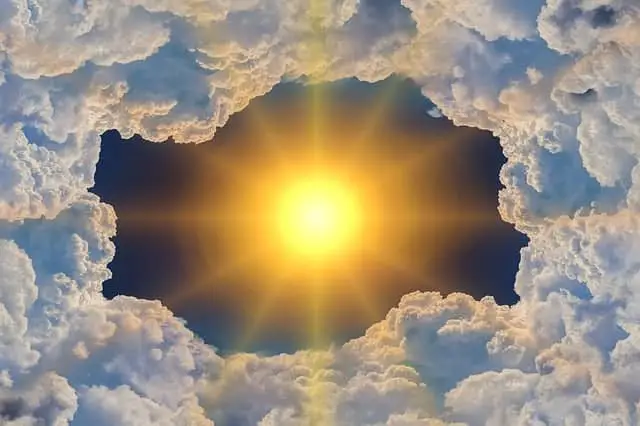 sun showing through clouds