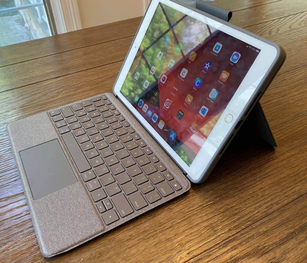 ipad with keyboard and touch pad side view