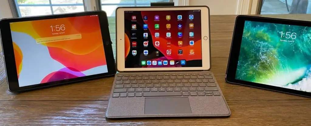 three ipads next to each other