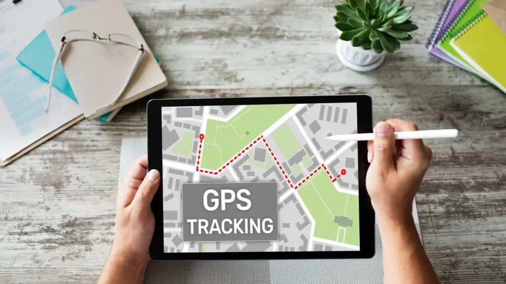 GPS Global positioning system tracking map on device screen