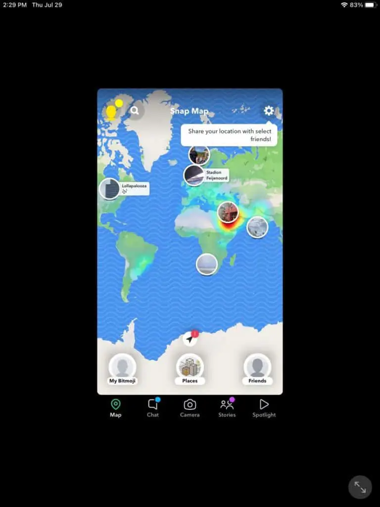 iPad Snapchat in app