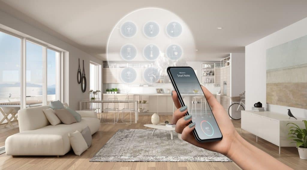 Smart home technology interface on phone app