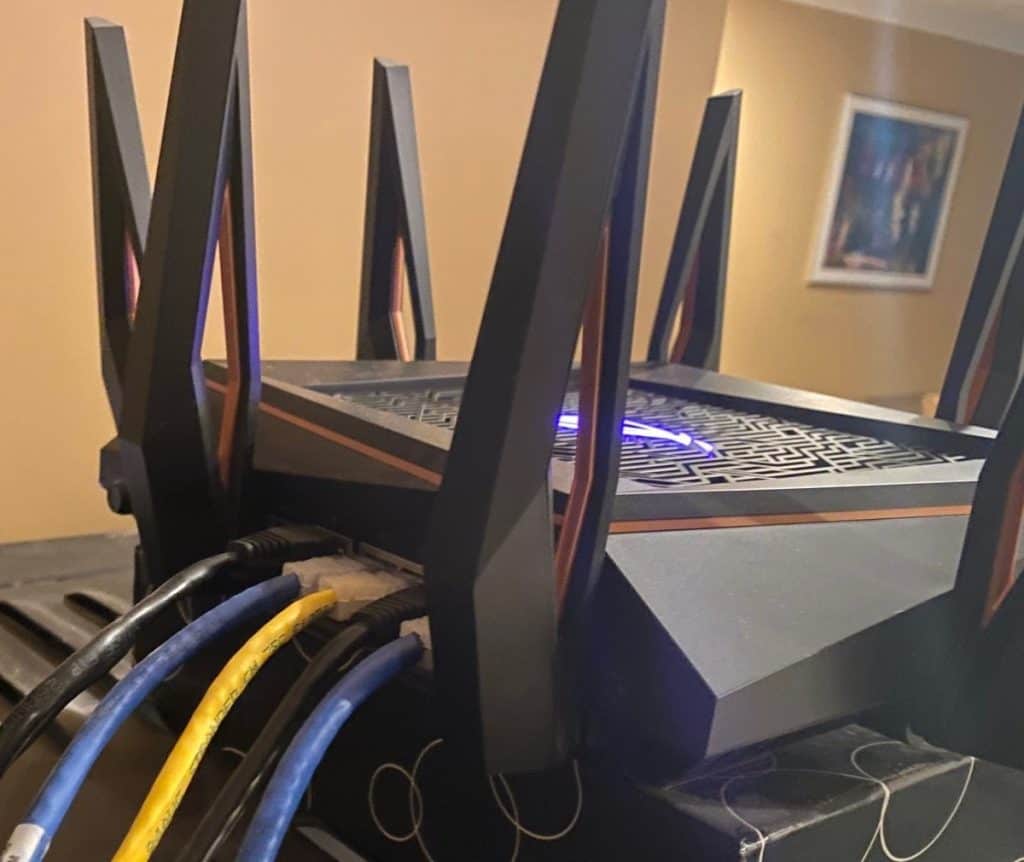 Network cables connected to a router