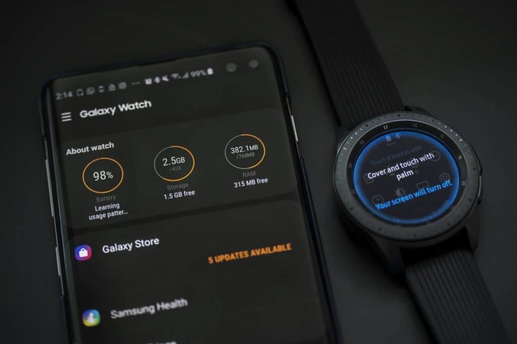 Samsung Galaxy S10 smartphone and Galaxy watch