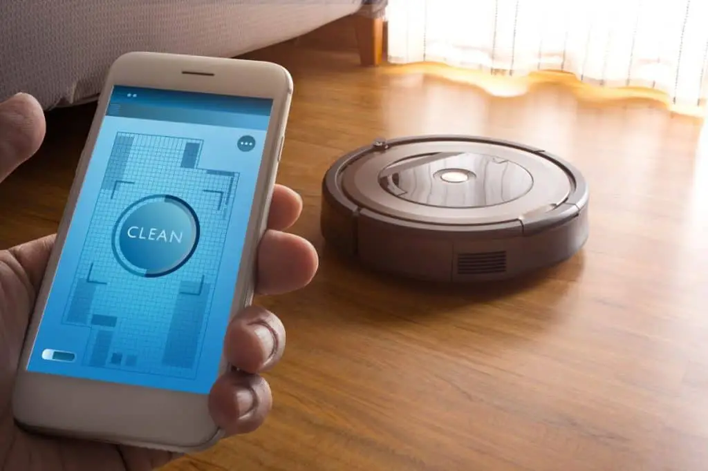 smartphone with application control robot vacuum cleaner